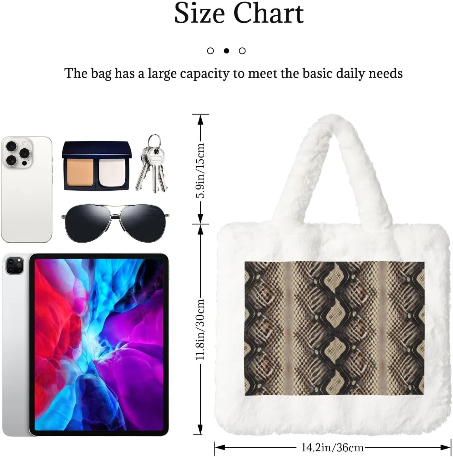 Women Tote Bag Fluffy Faux Fur Handbags Large Capacity Shopping Shoulder Bag Furry Clutch Handbag