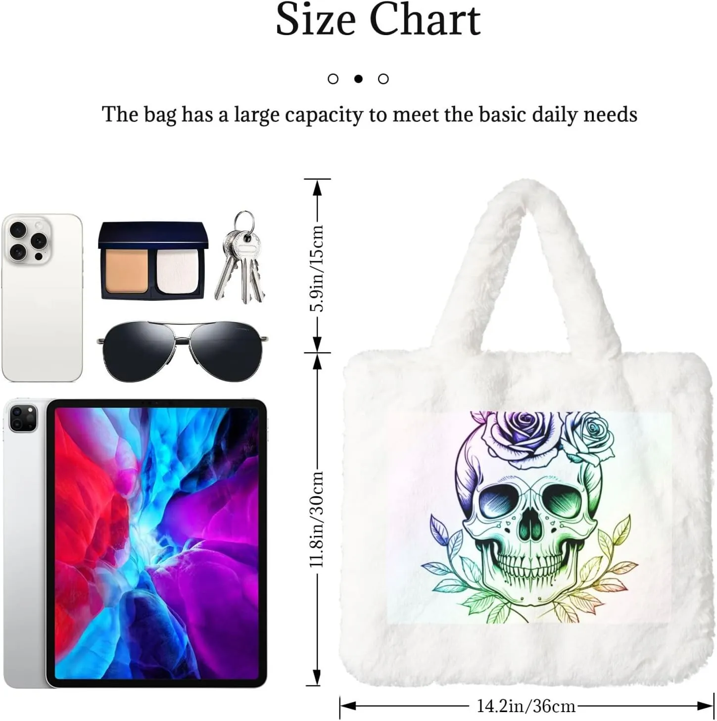 Women Tote Bag Fluffy Faux Fur Handbags Large Capacity Shopping Shoulder Bag Furry Clutch Handbag
