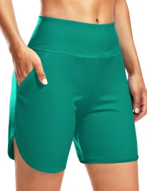 Women's 5" Swim Board Shorts Quick Dry High Waisted Swimsuits Shorts with Pockets UPF 50  Bathing Suits Bottoms