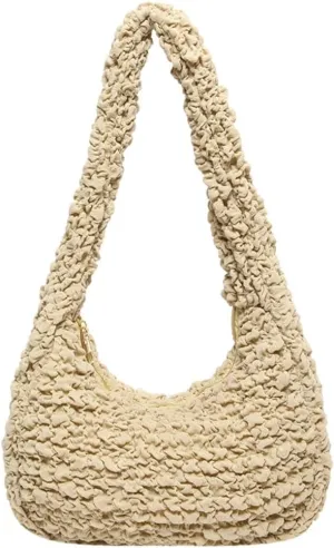 Womens Casual Cloud Shoulder Bag Large Dumpling Tote Purse Pleated Handbag Fluffy Top Handle Satchel Designed