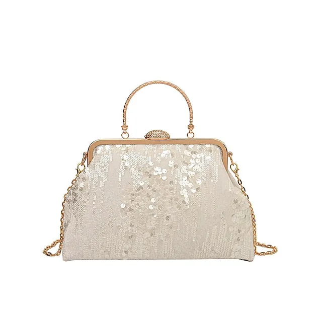 Women's Handbag Clutch Dome Bag Clutch Bags Synthetic Party Bridal Shower Wedding Party Sequin Large Capacity Foldable Geometric Black White Pink