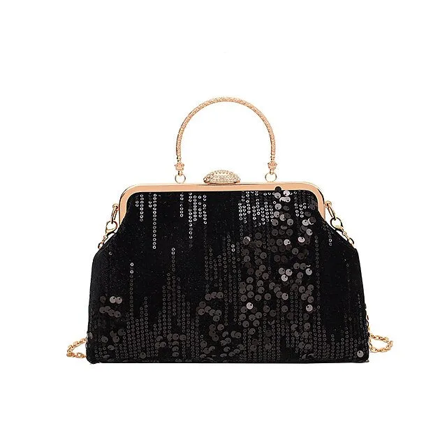 Women's Handbag Clutch Dome Bag Clutch Bags Synthetic Party Bridal Shower Wedding Party Sequin Large Capacity Foldable Geometric Black White Pink