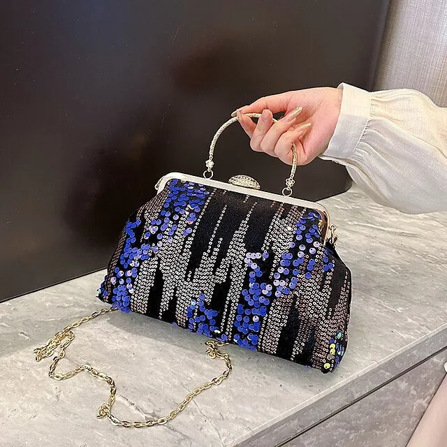 Women's Handbag Clutch Dome Bag Clutch Bags Synthetic Party Bridal Shower Wedding Party Sequin Large Capacity Foldable Geometric Black White Pink