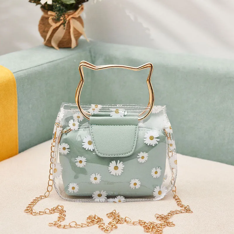 Women's Korean Style Daisy Transparent Jelly Son Shoulder Bags