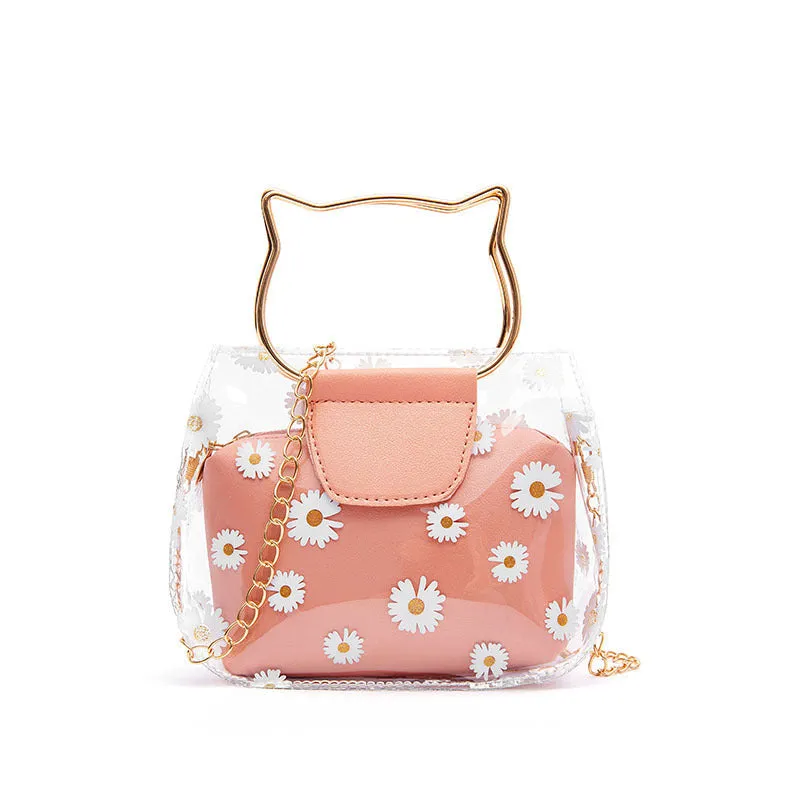 Women's Korean Style Daisy Transparent Jelly Son Shoulder Bags