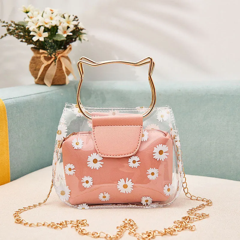 Women's Korean Style Daisy Transparent Jelly Son Shoulder Bags