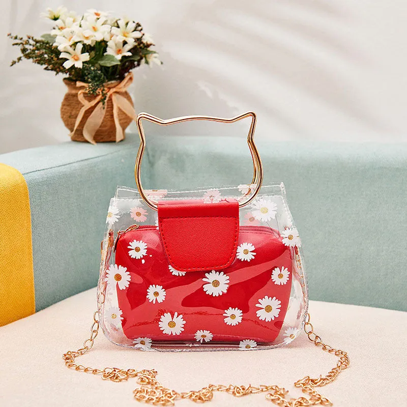 Women's Korean Style Daisy Transparent Jelly Son Shoulder Bags