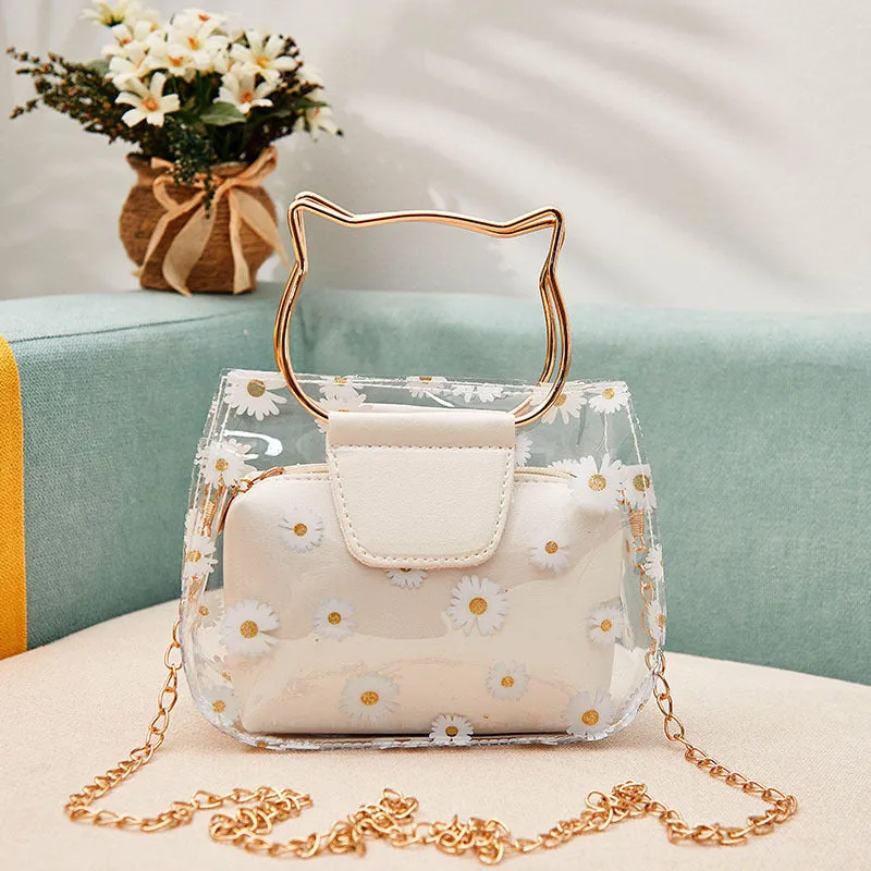 Women's Korean Style Daisy Transparent Jelly Son Shoulder Bags