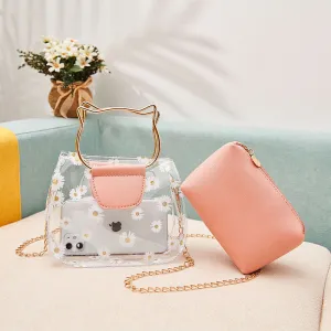Women's Korean Style Daisy Transparent Jelly Son Shoulder Bags