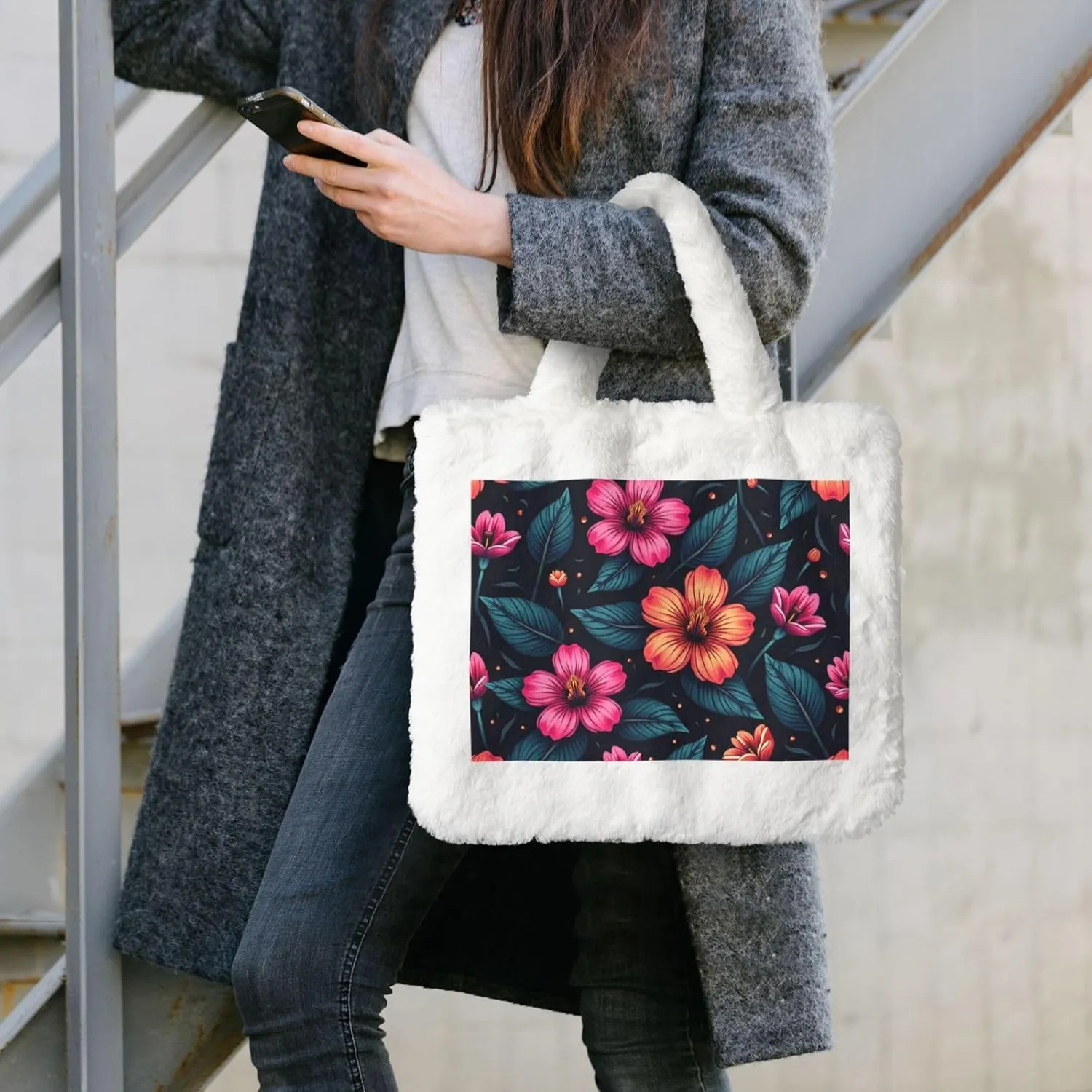 Women's Shoulder Handbags Fluffy Tote Bag Fashion Shoulder Bag for Women