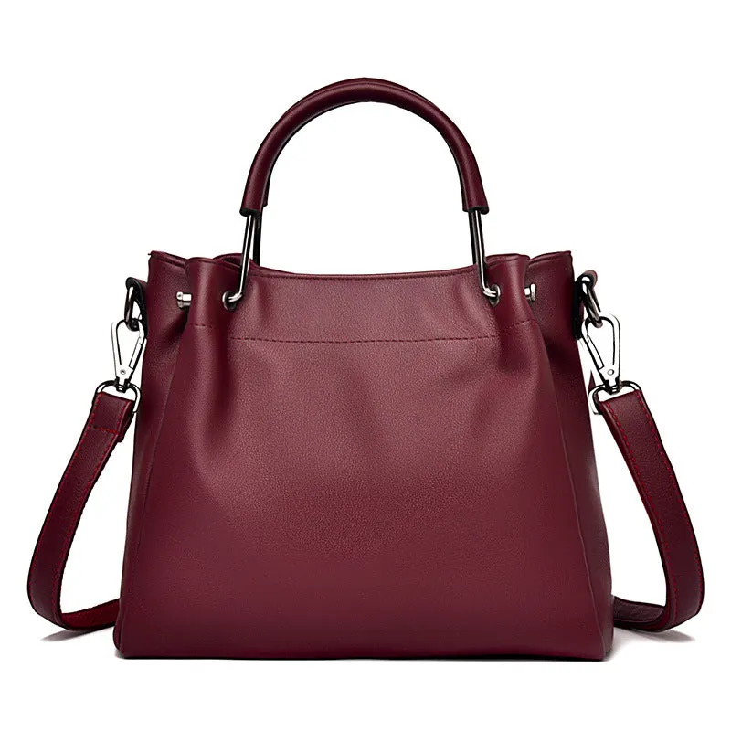 Women's Soft Leather Trendy Shoulder Bucket Bag