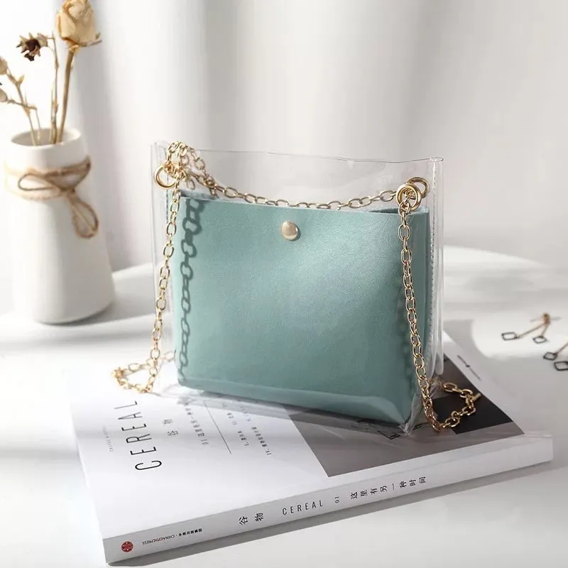 Women's Transparent Satchel Italian Collection - "ZETTA"