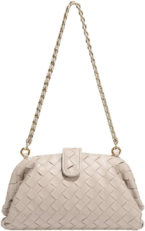 Woven Clutch Purse Shoulder Bag for Women Soft Tote Bag Shell Handbag Crossbody Bags Vegan Leather Shoulder Underarm Bag 2025