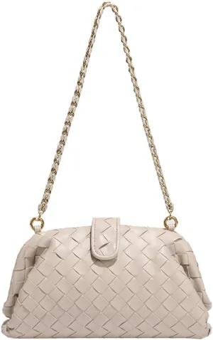 Woven Clutch Purse Shoulder Bag for Women Soft Tote Bag Shell Handbag Crossbody Bags Vegan Leather Shoulder Underarm Bag 2025