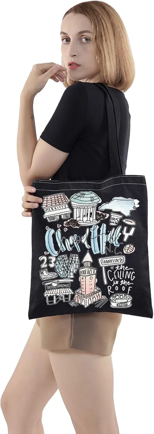 WZMPA Chapel Hill North Carolina Travel Tote Bag - Chapel Hill Souvenir Gift Reusable Grocery Bag