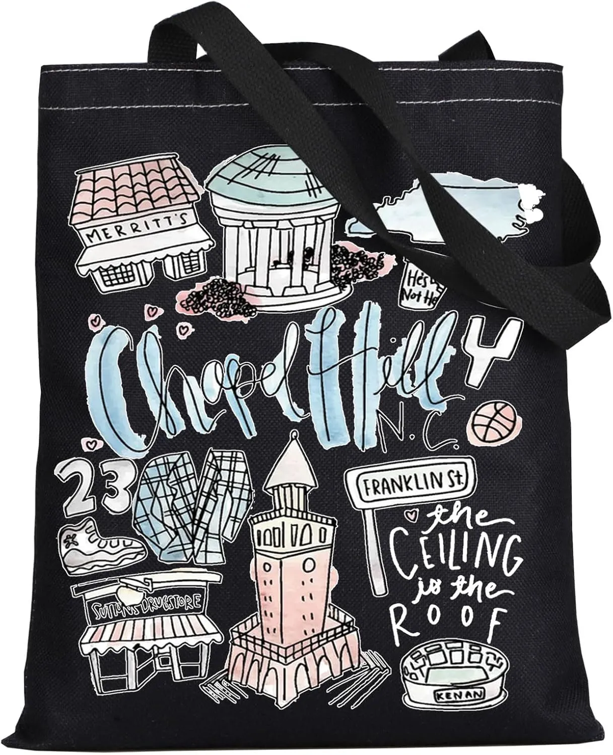 WZMPA Chapel Hill North Carolina Travel Tote Bag - Chapel Hill Souvenir Gift Reusable Grocery Bag