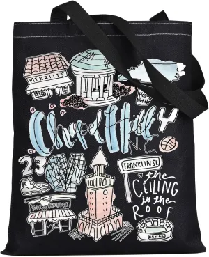 WZMPA Chapel Hill North Carolina Travel Tote Bag - Chapel Hill Souvenir Gift Reusable Grocery Bag