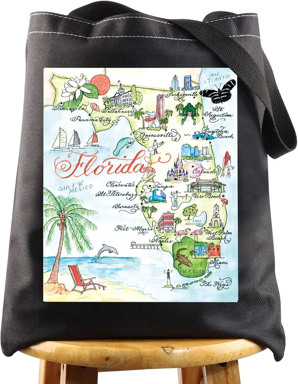 WZMPA Florida State Tote Bag - Trip Souvenirs Gift, Vacation Shoulder Bag, Travel Merchandise
