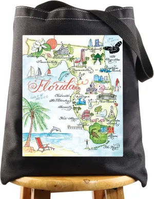 WZMPA Florida State Tote Bag - Trip Souvenirs Gift, Vacation Shoulder Bag, Travel Merchandise