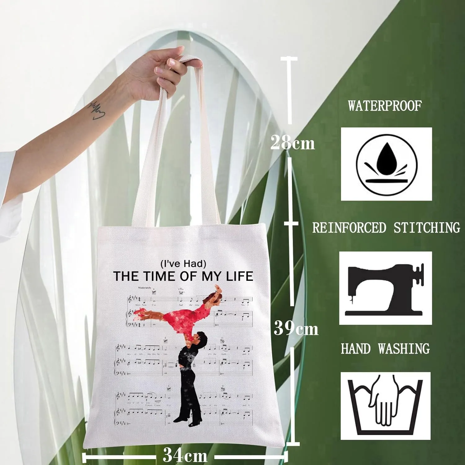 WZMPA Musical Tote Bag Frances And Johnny Fans Gift I'Ve Had The Time Of My Life 80S Movie Shoulder Bag