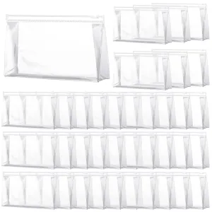 Xuniea 50 Pieces Mini Clear Makeup Bag Small Clear Zipper Pouch Travel Bag for Toiletries Plastic Cosmetic Organizer Waterproof for Women Men Vacation(7.5 x 4.3 x 2.2 in,Transparent)