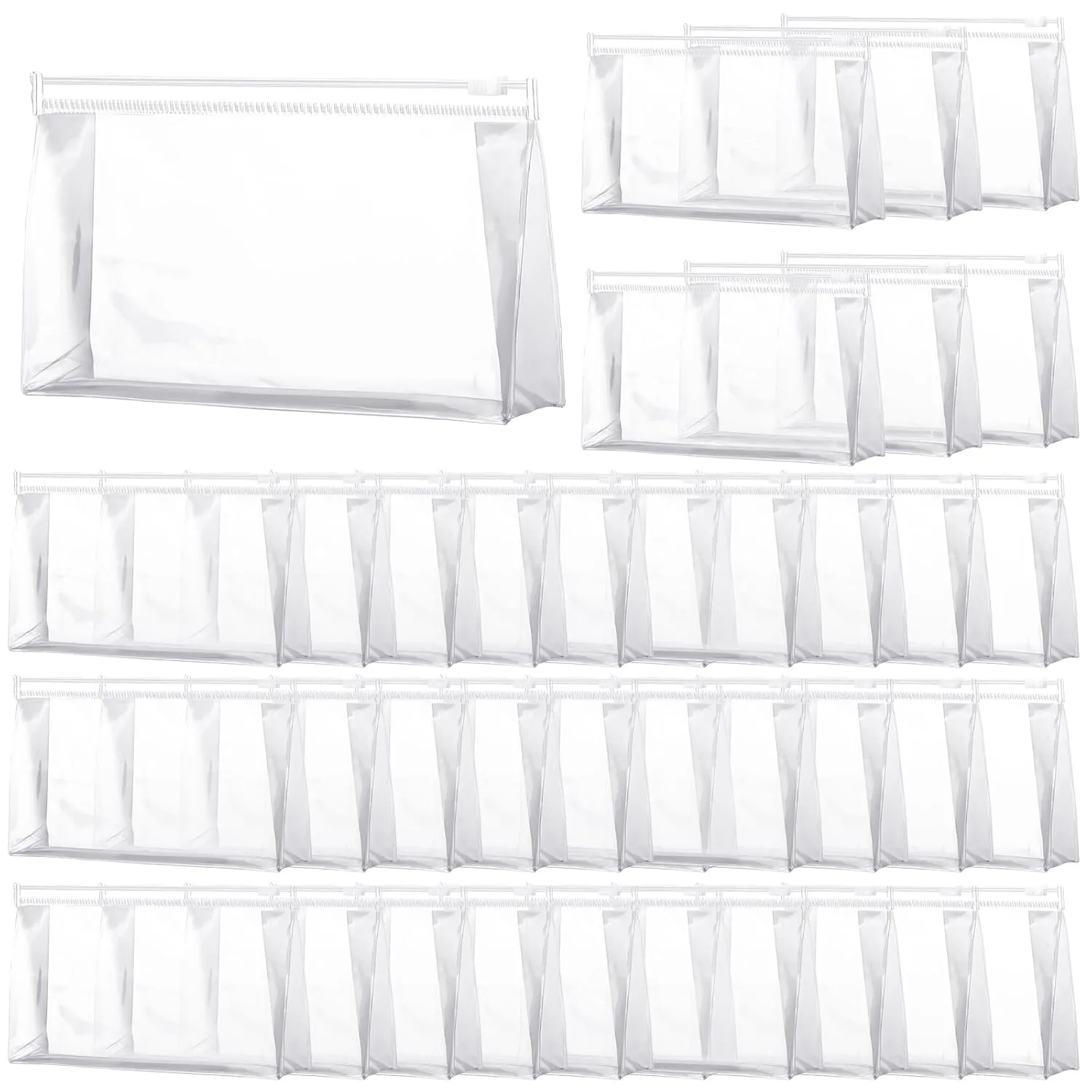 Xuniea 50 Pieces Mini Clear Makeup Bag Small Clear Zipper Pouch Travel Bag for Toiletries Plastic Cosmetic Organizer Waterproof for Women Men Vacation(7.5 x 4.3 x 2.2 in,Transparent)