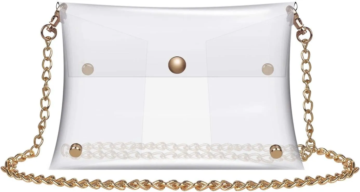 Y&R Direct Cute Clear Bag Purses for Women Stadium Transparent Crossbody Bag with Removable Chain for Sporting Events Concert