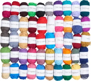 Yarn for Crocheting | 100% Acrylic Yarn | 50 Colors, 44 Yard Each | Medium Weight Crochet Yarn | Soft Hand Knitting Yarn | Knitting & Crochet Supplies | Assorted Yarn Set - 50-Pack | TYH Supplies