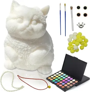 YJPPDD Big Taba Squishy Kit, Cute Taba Squishy Cat for Adult/Kids DIY Dress Up, Stress Relief, Stimulating Creativity, Paint Your Own Squishies Cat - Perfect Squeeze Toys Gift for Christmas