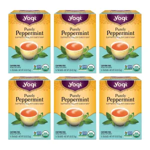 Yogi Tea - Purely Peppermint Tea (6 Pack) - Supports Healthy Digestion - Caffeine Free - 96 Organic Herbal Tea Bags