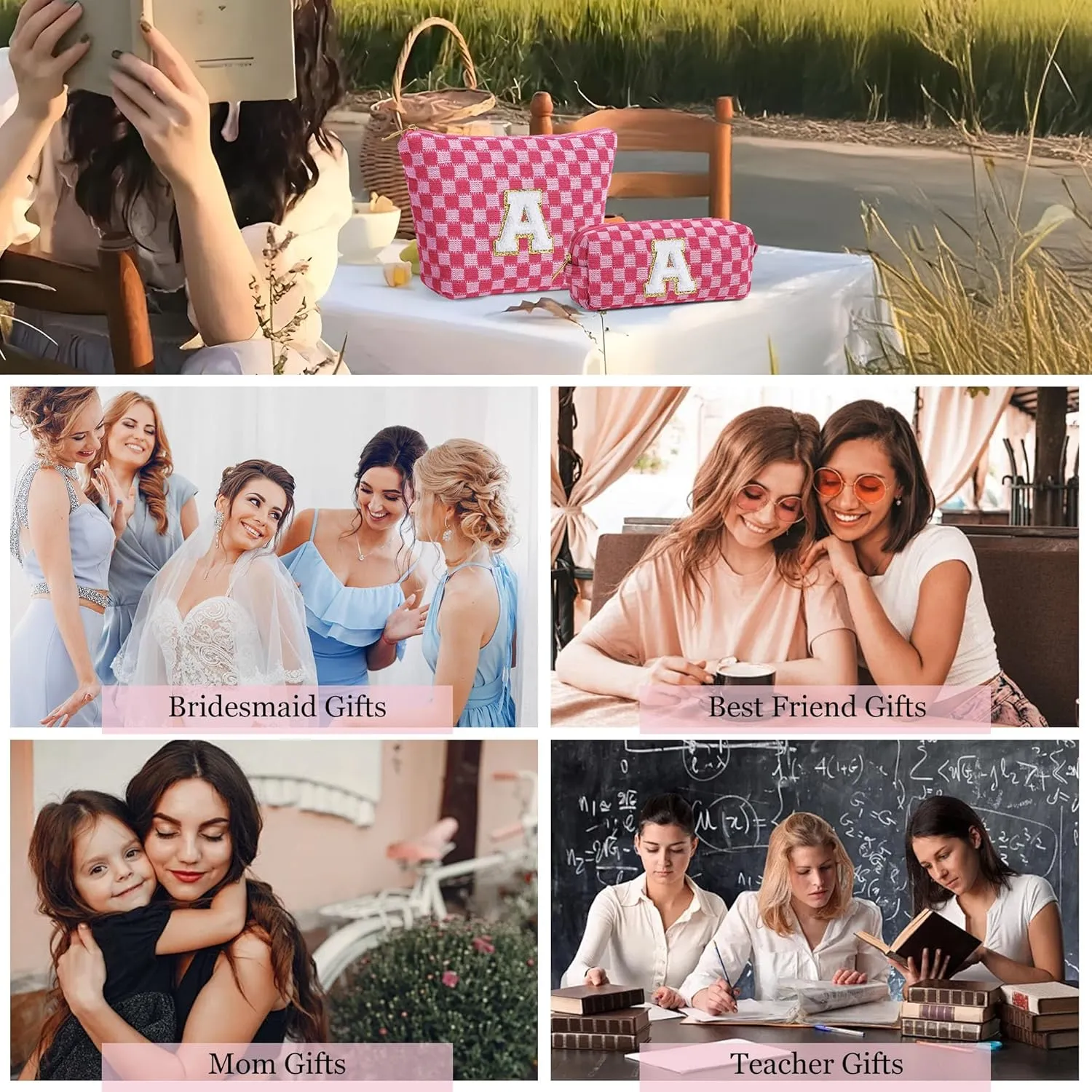 YOOLIFE Bridesmaid Gifts - Maid of Honor Gifts, Bridesmaid Proposal Gifts Wedding Day, Bridal Shower Gifts, Bride To Be Gifts, Bachelorette Party Gift for Bride, Initial Makeup Bags for Women Green J