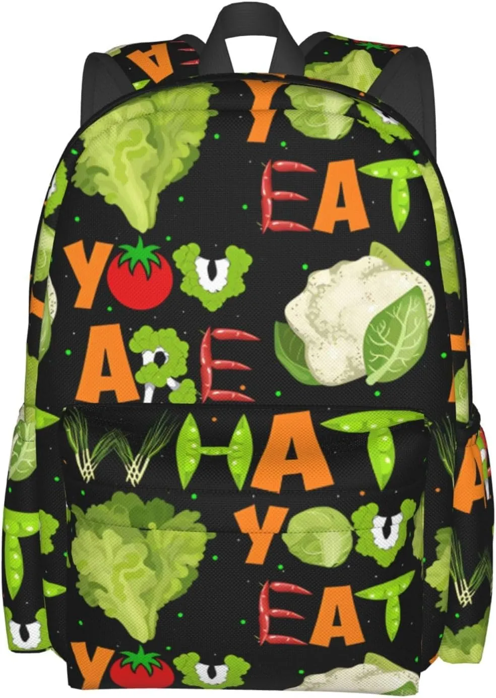 You Are What You Eat Vegetarian Backpack Casual Laptop Backpack Large Capacity Double Shoulder Bag Travel Daypack For Women Men