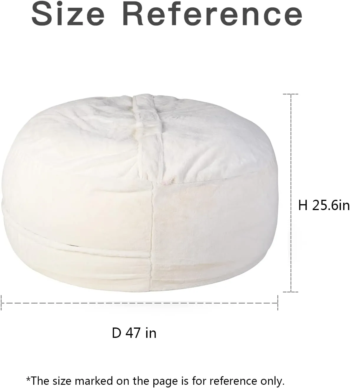 YuppieLife Fluffy Fur Bean Bag Chairs Cover for Adults(Just Cover,No Filler) 4Ft Machine Washable Large Size Lazy Sofa Cover Luxury/Replacement（Ivory）