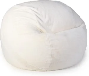 YuppieLife Fluffy Fur Bean Bag Chairs Cover for Adults(Just Cover,No Filler) 4Ft Machine Washable Large Size Lazy Sofa Cover Luxury/Replacement（Ivory）