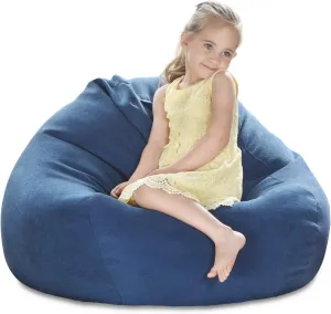 YuppieLife Stuffed Animals Bean Bag Chair Cover Candy-Colored Bean Bag（Just Cover, No Filling）/Extra Large Stuff 'n Sit Organization/Toy Storage Bag/Kids Toys Organizer（38'',Navy Blue）