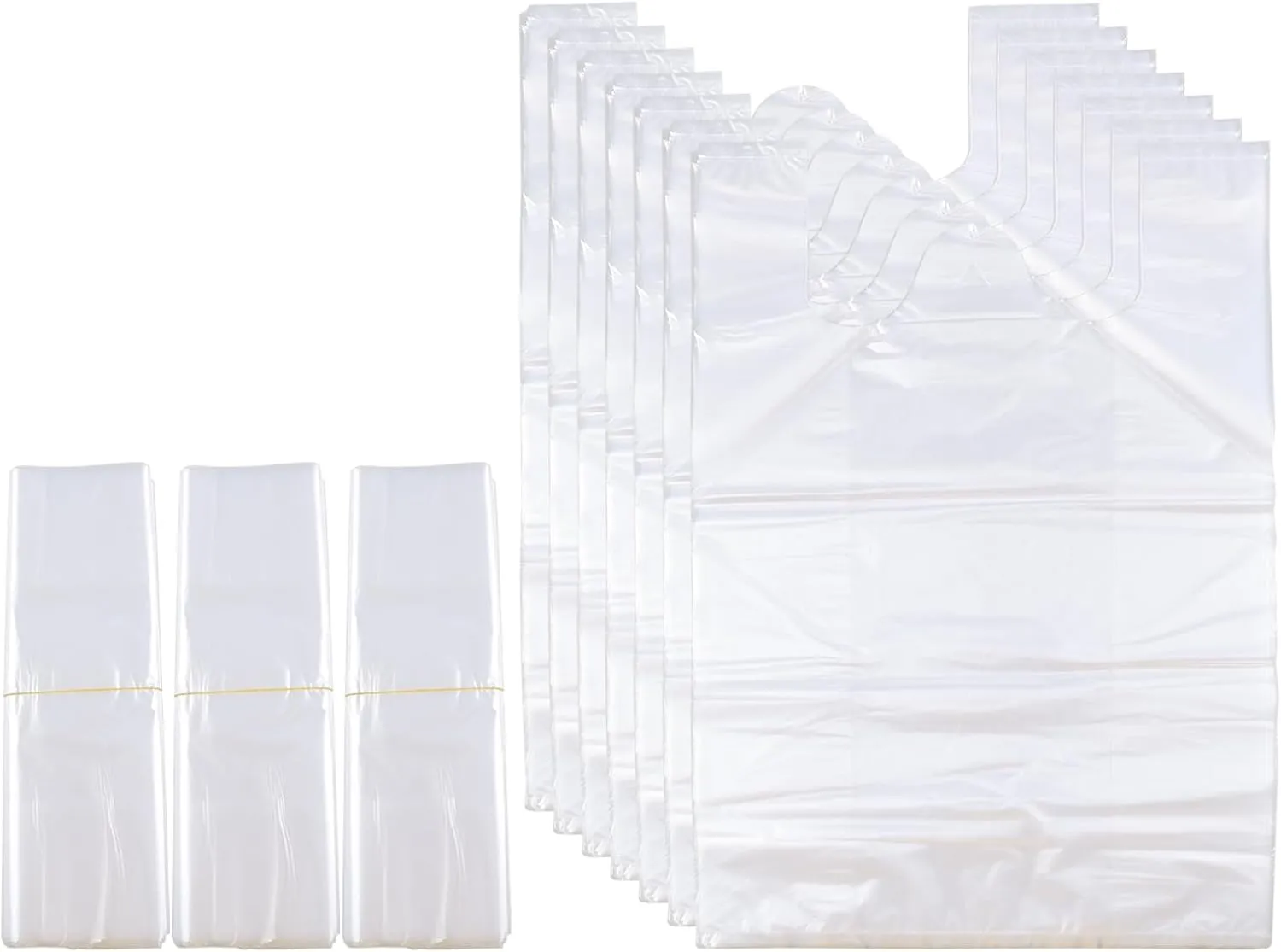 Yuright 400 Count Clear T-shirt Grocery Bags, Plastic To Go Shopping Bags with Handles, 11.8" X 19.7", F