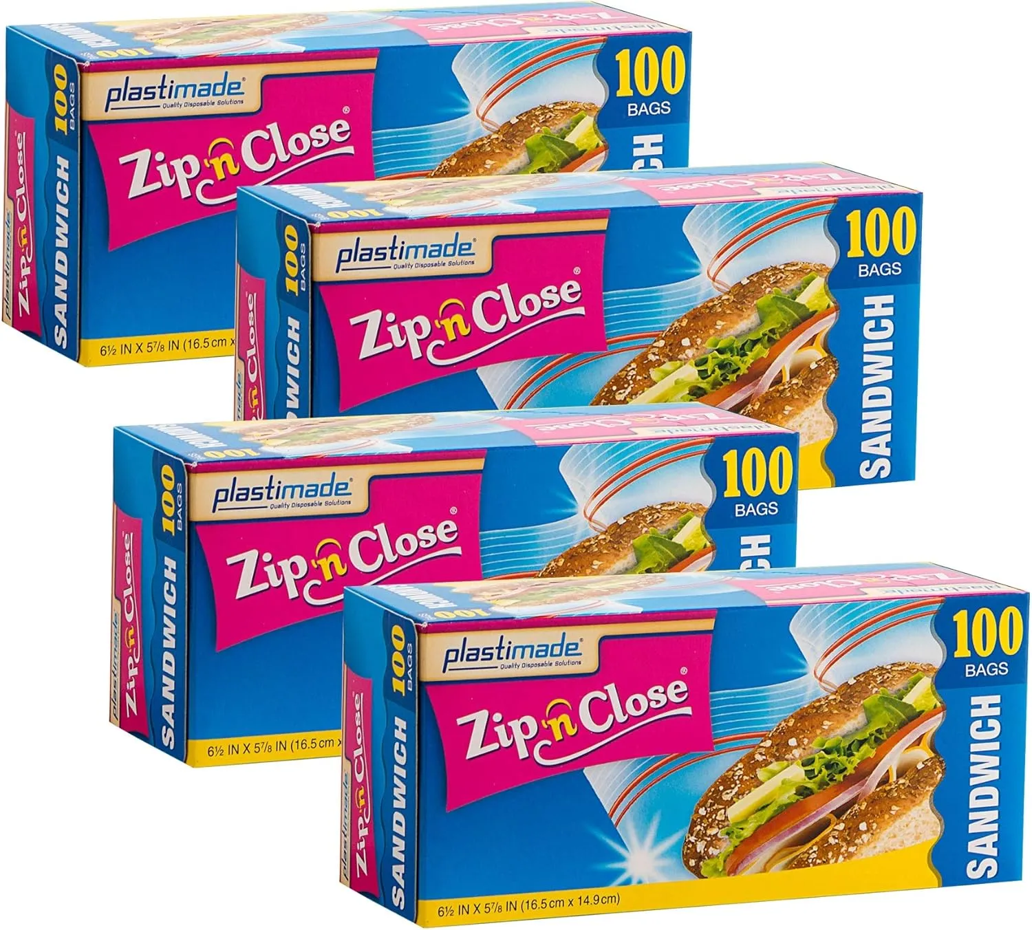 Zip and Close Disposable Plastic Resealable Snack Bags, 400 Bags, Premium Seal, Great For Home, School, Office, Traveling, Snacks, Food Prep, Or Any Storage Needs (4 Packs)