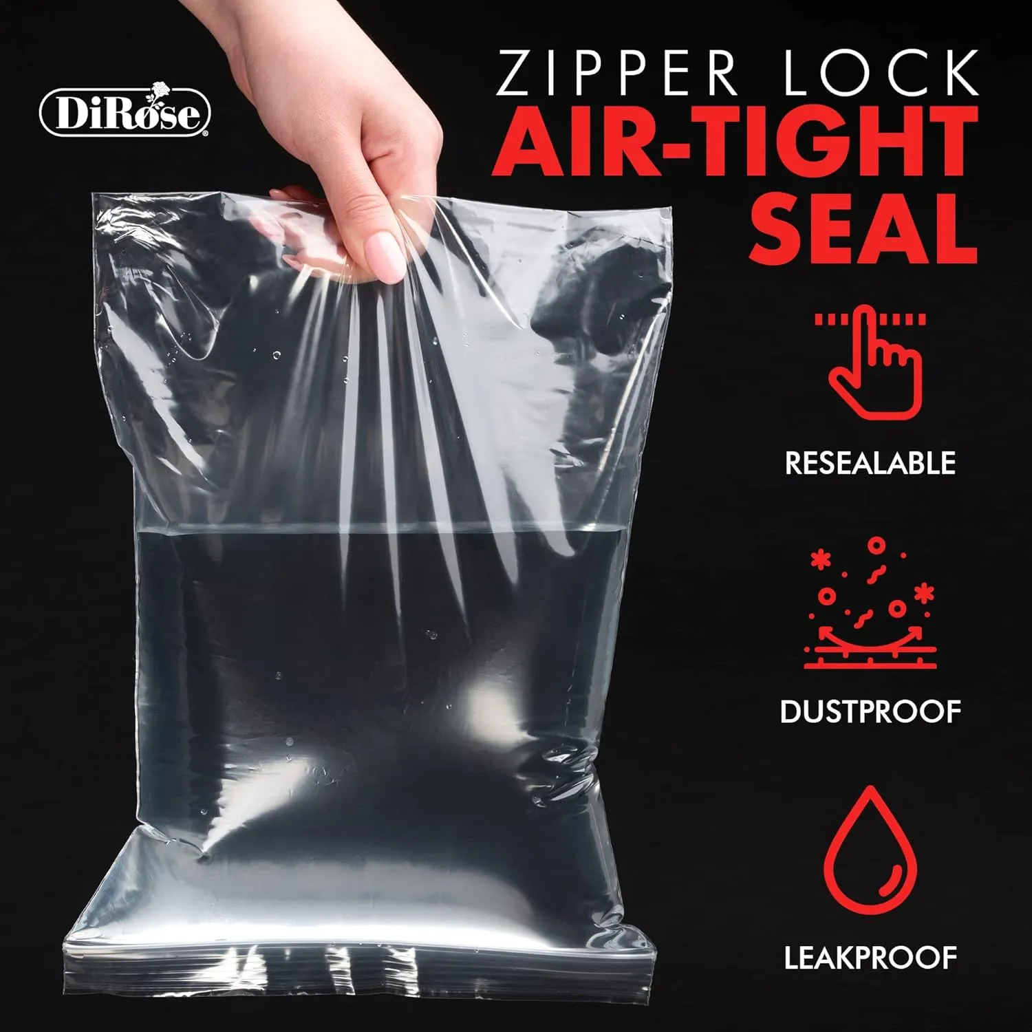 Zip Bags Clear Plastic With Zipper Seal - By DiRose | Resealable, Strong, Thick, Sturdy | For Organizing, Travel, Shipping, Packaging, and Storage | 3X4 | 1000 Pack