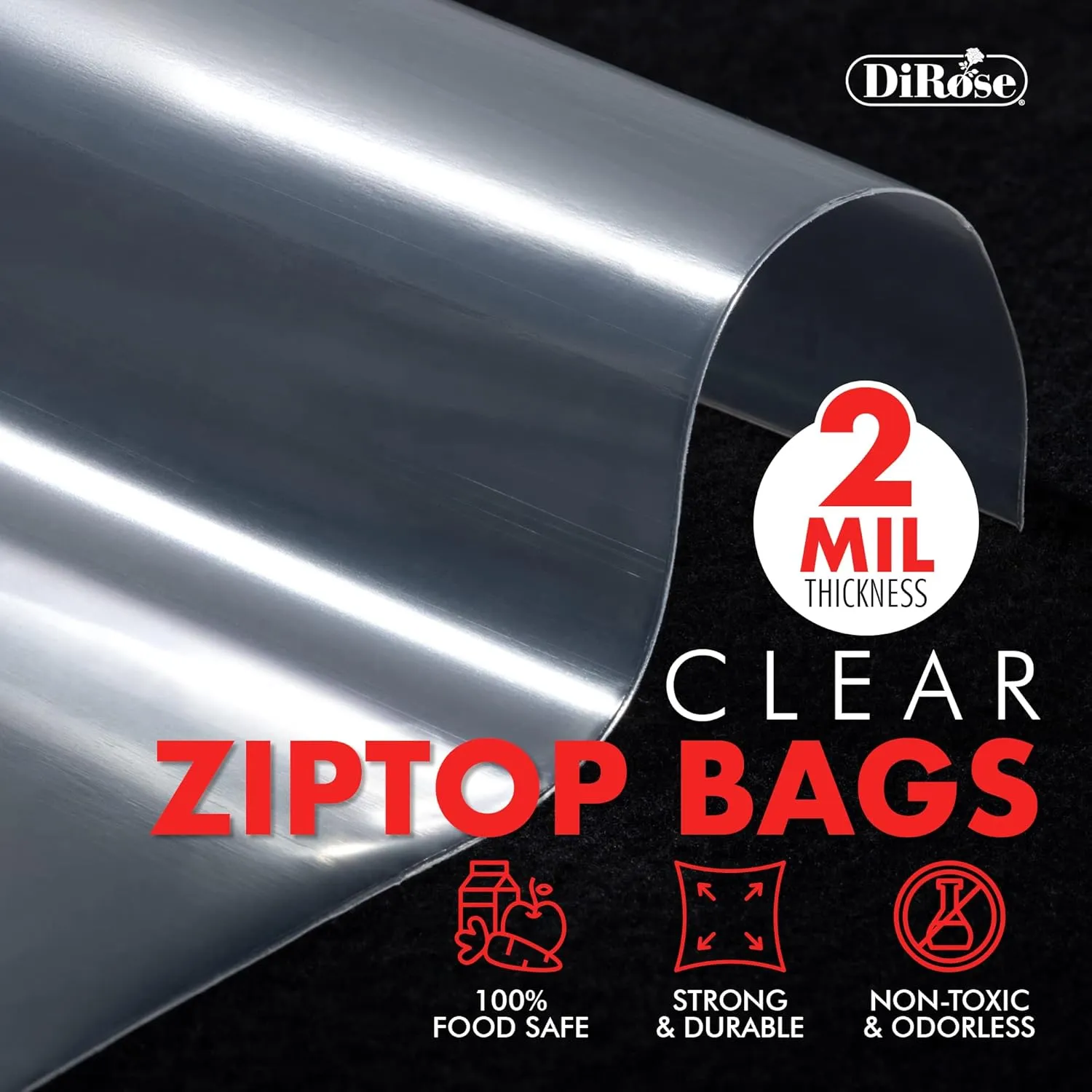 Zip Bags Clear Plastic With Zipper Seal - By DiRose | Resealable, Strong, Thick, Sturdy | For Organizing, Travel, Shipping, Packaging, and Storage | 3X4 | 1000 Pack