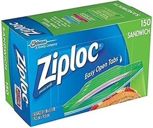 Ziploc Sandwich Bags (150 bags x 2 = 300 bags), Clear