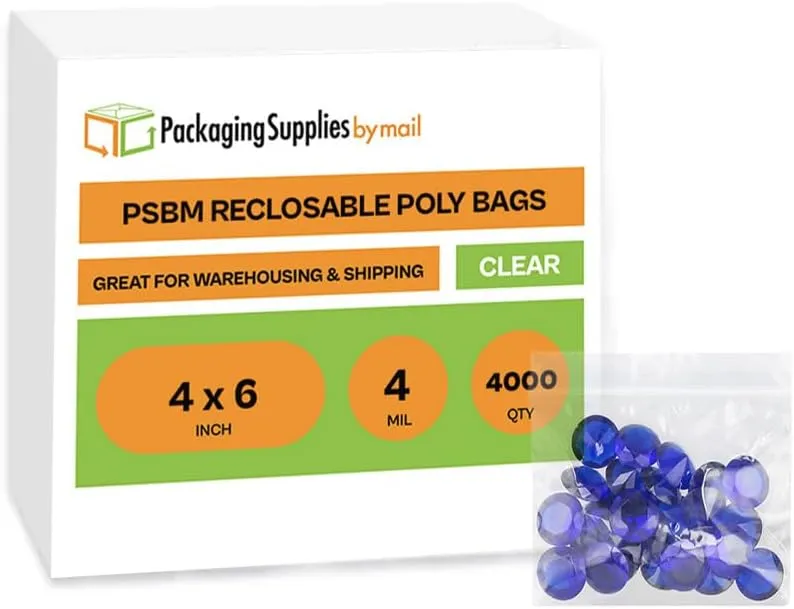 Zipper Reclosable Plastic Bags 4" x 6" 4 Mil Clear Small Polybag 4000 Count
