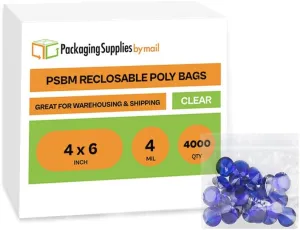 Zipper Reclosable Plastic Bags 4" x 6" 4 Mil Clear Small Polybag 4000 Count