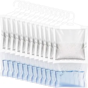 ZSZMFH 12 Pack Moisture Absorber Hanging Bags, Fragrance Free Humidity Packs, Hanging Closet Dehumidifier Bags-220g/pack